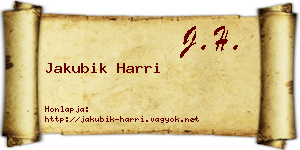 Jakubik Harri névjegykártya